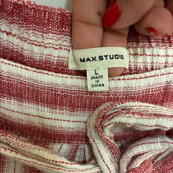 Max Studio Red and White Striped Midi Skirt in Sz L - Picture 5 of 9
